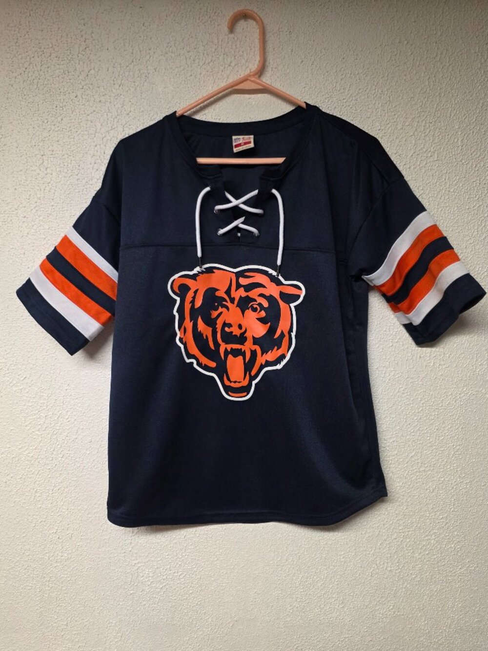 Womens NFL Chicago Bears Lace V-Neck Jersey Shirt - Size Medium